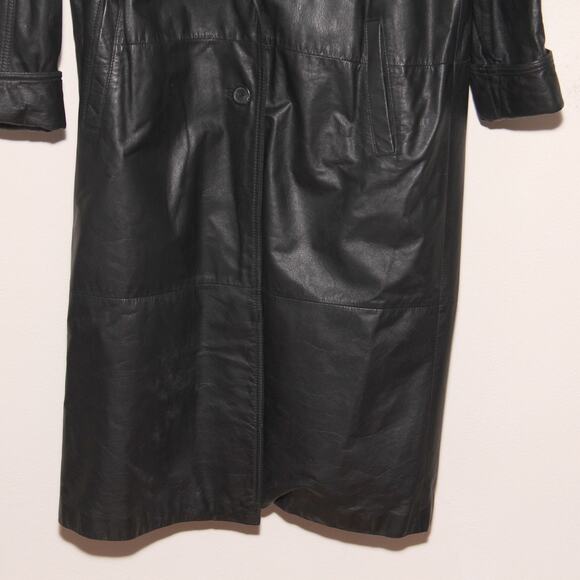 Vintage 80s JC Penney Long Leather Duster Trench Coat Size 18W - Picture 4 of 12